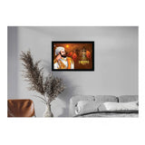 Multicolor vinyl sparkle-coated Shivaji Maharaj painting framed, lightweight and water-resistant synthetic frame (14x20 inch)
