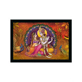 Multicolor synthetic frame with Radha Krishna painting, lightweight and water-resistant wall mount, rectangular size 14x20 inches