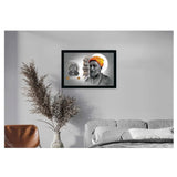 Multicolor Shivaji Maharaj painting with sparkle coated synthetic frame, rectangular lightweight water-resistant wall mount (14x20 inch)