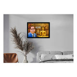 Multicolor vinyl sparkle coated Ambedkar Buddha painting with lightweight water-resistant synthetic frame (14x20 inch)