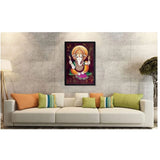 Multicolor synthetic framed Ganesh photo, lightweight and water-resistant for wall mounting (14x20 inch)