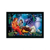Multicolor vinyl-sparkle coated Radha Krishna painting with lightweight, water-resistant synthetic frame (14x20 inch)