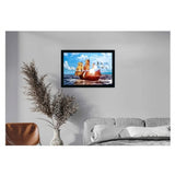Multicolor synthetic framed boat frame painting with lightweight, water-resistant wall mount