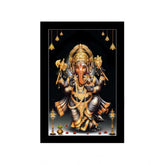 Multicolor synthetic framed Ganesh photo, lightweight and water-resistant, rectangular wall mount (14x20 inch)