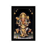 Multicolor synthetic framed Ganesh photo, lightweight and water-resistant, rectangular wall mount (14x20 inch)