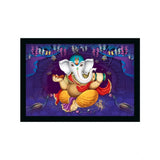Multicolor synthetic framed rectangular Ganesh photo (14x20 inches), lightweight & water-resistant for wall mount