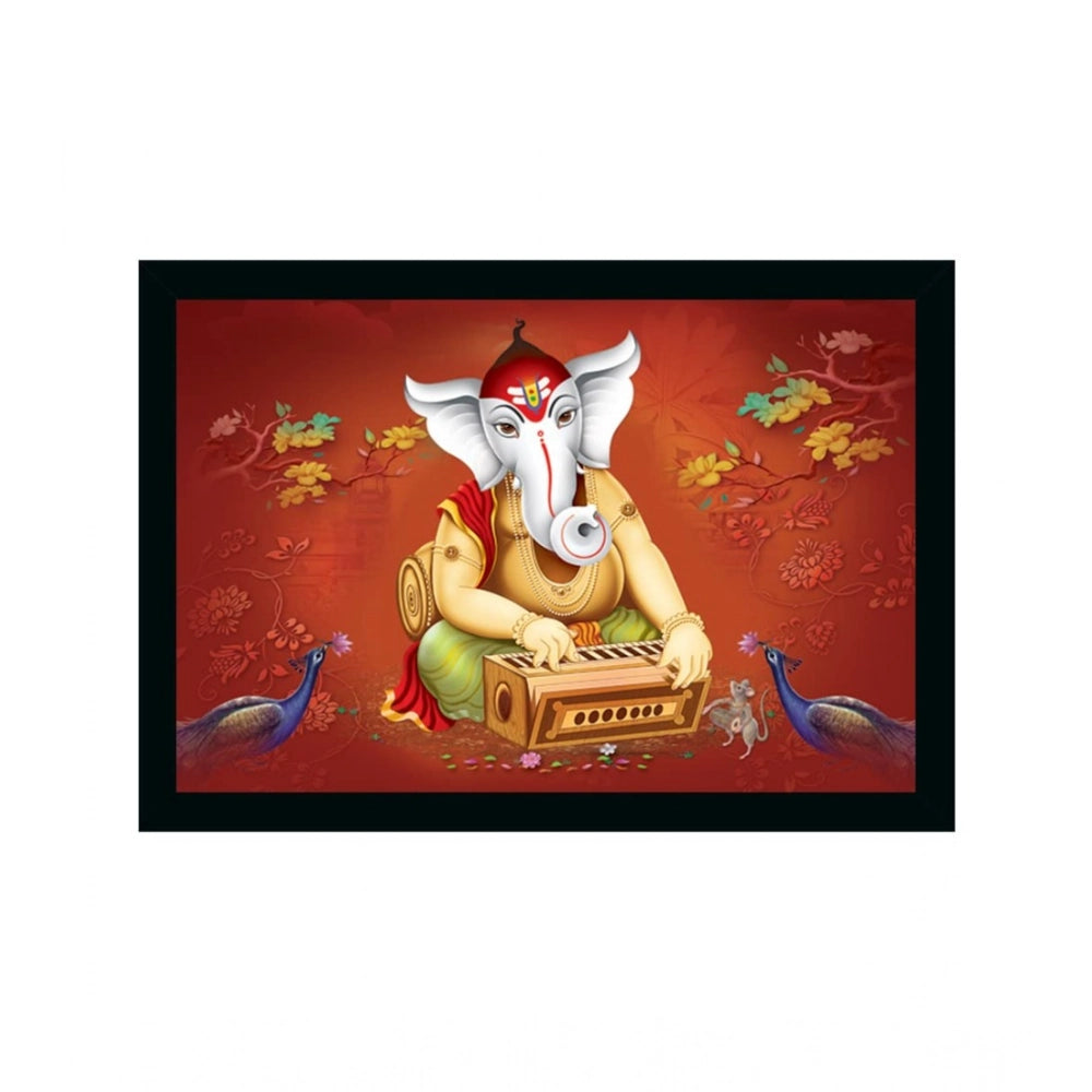 Multicolor synthetic framed Ganesh photo, lightweight and water-resistant for wall mounting (14x20 inch)