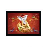 Multicolor synthetic framed Ganesh photo, lightweight and water-resistant for wall mounting (14x20 inch)