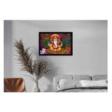 Multicolor synthetic framed rectangular Ganesh photo (14x20 inch), lightweight and water-resistant for wall mounting