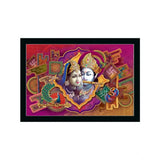 Multicolor Radha Krishna painting with lightweight, water-resistant synthetic frame (14x20 inch) for wall mount