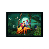 Multicolor Radha Krishna vinyl sparkle painting with lightweight, water-resistant synthetic frame (14x20 inch)