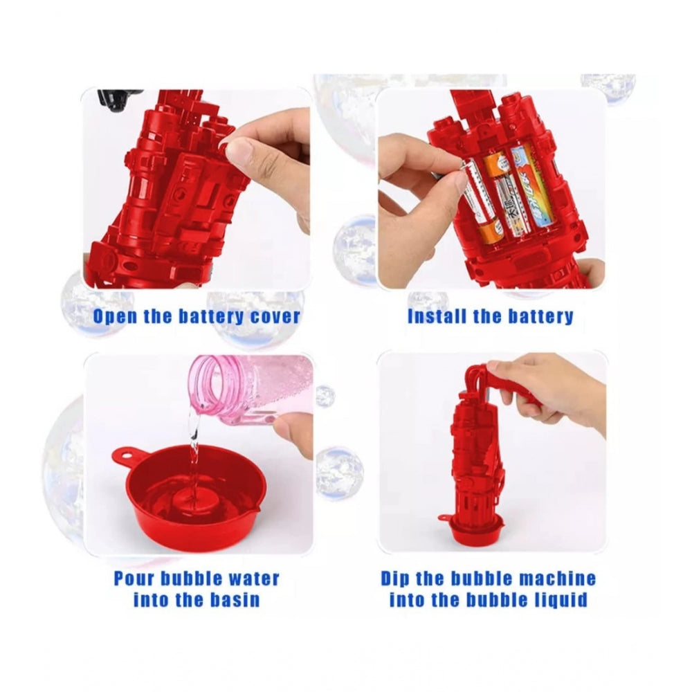 Assorted color Electric Gatling Bubble Gun for Kids (8-hole), promoting safe, fun bubble play