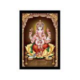 Multicolor synthetic framed Ganesh photo - lightweight, water-resistant wall mount, 14x20 inch rectangular decor
