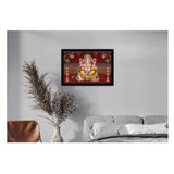 Multicolor synthetic framed rectangular Ganesh photo, lightweight and water-resistant for wall mount