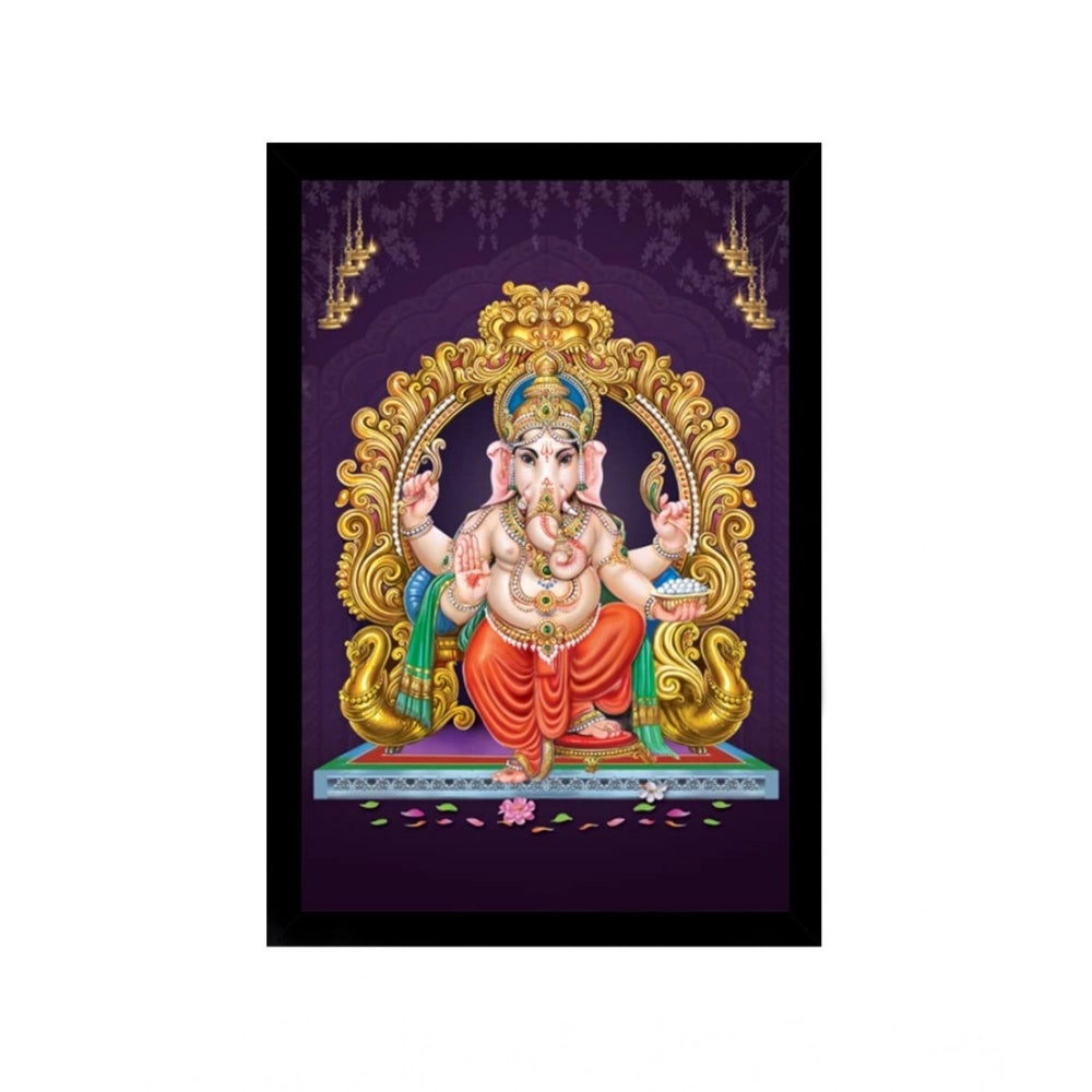 Multicolor synthetic framed Ganesh photo, lightweight and water-resistant, ideal for wall mounting (14x20 inch)