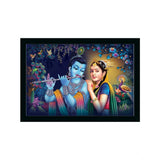 Multicolor Radha Krishna painting with lightweight, water-resistant synthetic frame (14x20 inch) for wall mount