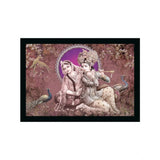 Multicolor Radha Krishna painting with lightweight, water-resistant synthetic frame. Rectangular framed artwork for wall mounting
