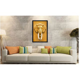 Multi-colored elephant painting on synthetic framed canvas, lightweight and water-resistant
