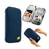 Travel wallet with 9 pockets for passport, credit cards, and travel documents, made from durable water-resistant nylon