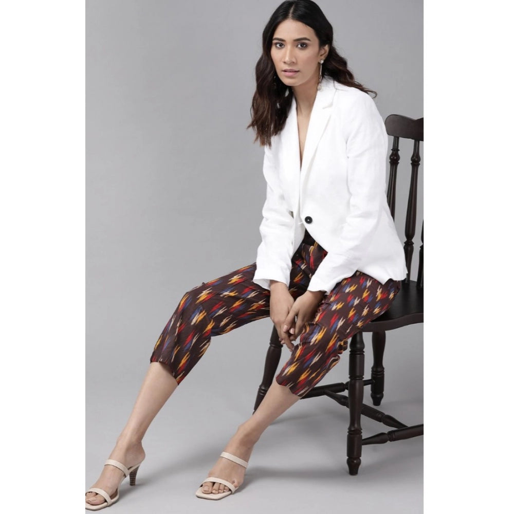 MultiColor printed cotton trouser pant for women, ankle length casual style