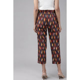 MultiColor printed cotton trouser pant for women, casual ankle length style with vibrant patterns