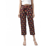 MultiColor printed cotton trouser pant for women, casual style, ankle length
