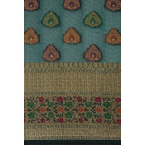 Gillkart Women's Organza Printed Saree With Unstitched Blouse (Sea Green, 5-6 Mtrs)