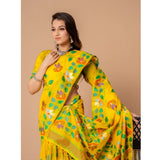 Gillkart Women's Cotton Printed Saree With Unstitched Blouse (Yellow, 5-6 Mtrs)