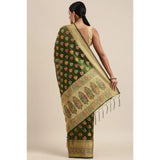 Gillkart Women's Organza Printed Saree With Unstitched Blouse (Mahendi, 5-6 Mtrs)