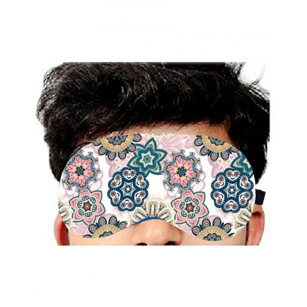 Multicolor printed polyester unisex eyemasks for everyday use, patterned design on display