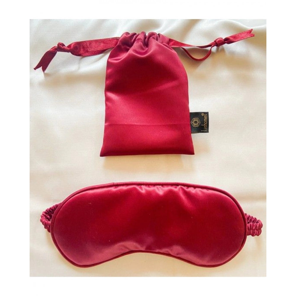 Maroon satin silk everyday unisex eyemasks, solid design on sleep accessory