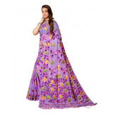 Gillkart Women's Cotton Printed Saree With Unstitched Blouse (Lavender, 5-6 Mtrs)