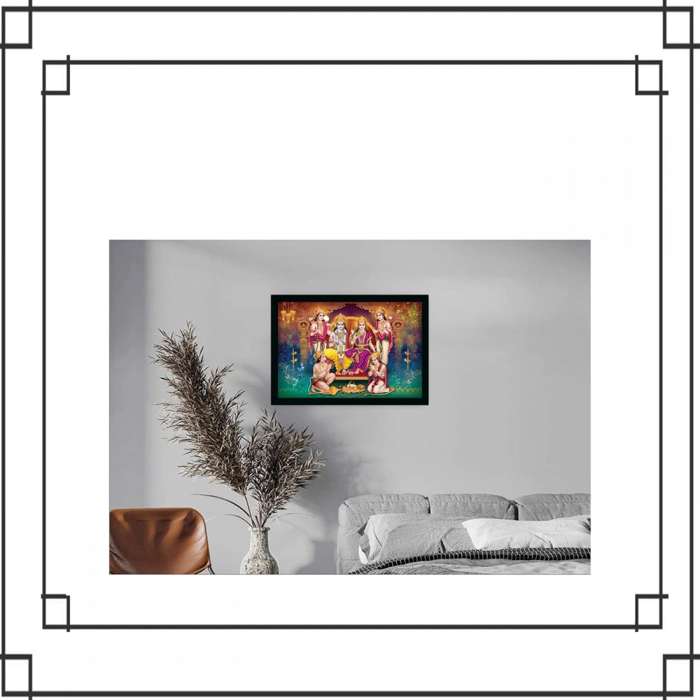 Multicolor Ayodhya Ram Mandir painting with water-resistant synthetic frame, lightweight and rectangular (14x20 inch) wall mount