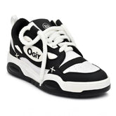 Black synthetic men's casual shoes with lace-up closure, solid design for everyday wear