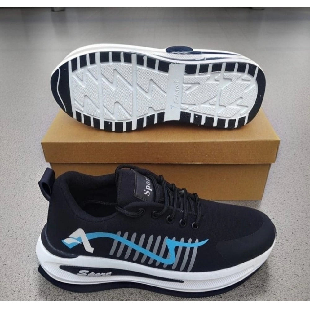 Blue synthetic men's casual shoes with lace-up closure, ideal for everyday wear