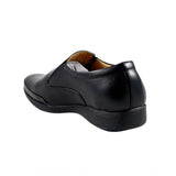 Black synthetic leather formal shoes for men, solid design with lace-up closure
