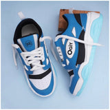 Blue synthetic casual men's shoes, solid design with lace-up closure for everyday wear