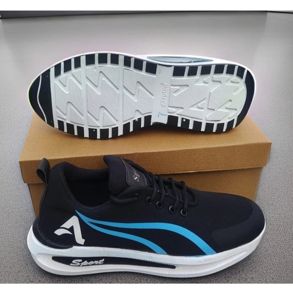 Blue synthetic casual men's shoes with lace-up closure, featuring a solid design and zoomix sole for versatile casual wear