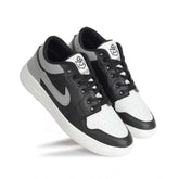 Black synthetic men's casual shoes with lace-up closure, ideal for everyday wear