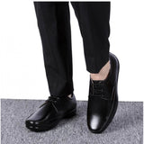 Black synthetic leather formal shoes for men, solid design with lace-up closure for formal occasions