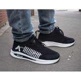 Blue synthetic casual men's shoes with lace-up closure on a neutral background