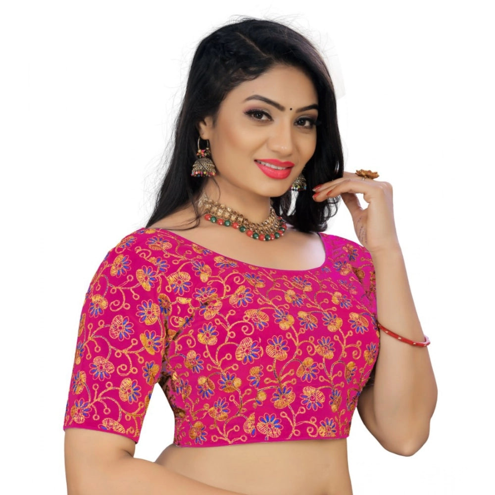 Pink Phantom cording readymade blouse, free size stitched half sleeve round neck blouse for women