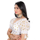 White Jimmy Choo embroidered blouse, free size, half sleeve, V-neck