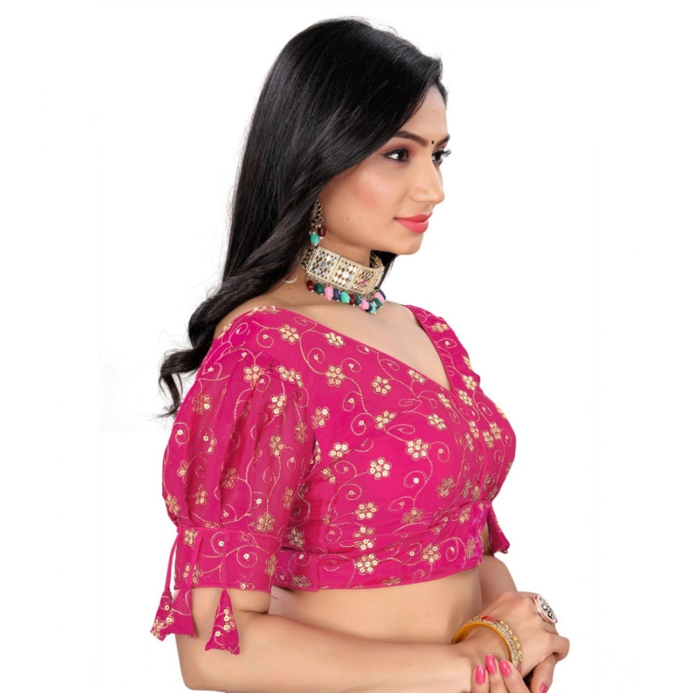 Pink Jimmy Choo embroidered blouse, free size, half sleeve, V-neck design