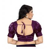 Magenta organza readymade blouse, half sleeve v-neck design for women (free size)