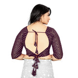 Purple Georgette embroidery blouse, free size ready-made women's fashion on display