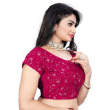 Pink velvet short-sleeve sequin blouse (free size) - glamorous partywear for women