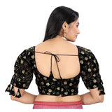 Black embroidered blouse by Jimmy Choo, free size, half sleeve with V-neck