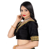 Black Banglory embroidered blouse (free size), half sleeve v-neck style with intricate patterns