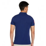 Men's Casual Half sleeve Solid Cotton Polo Neck T-shirt (Dark Blue)